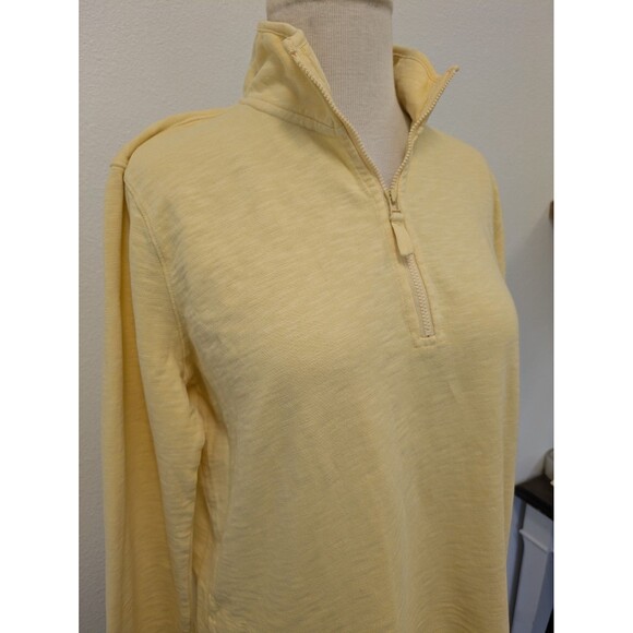 Orvis Butter Yellow 1/4 Zip Pullover 100% Cotton Sweater sz M Casual Preppy - Picture 3 of 10